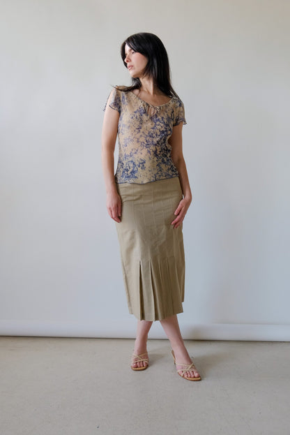 Beige Pleat Skirt