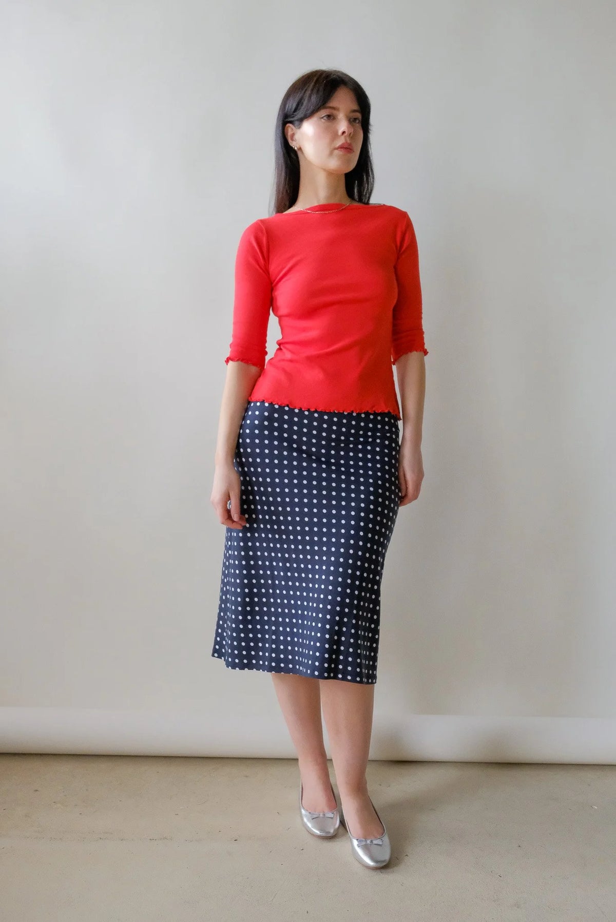 Ballet Pointelle Tee in Cherry