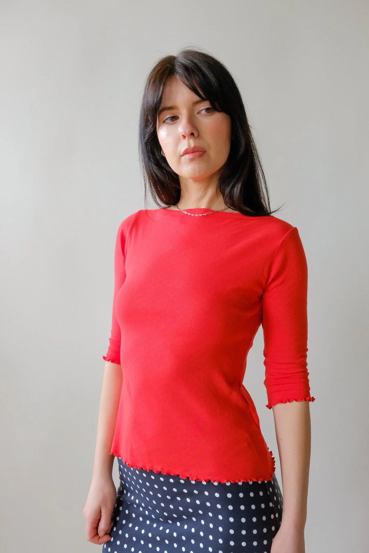 Ballet Pointelle Tee in Cherry