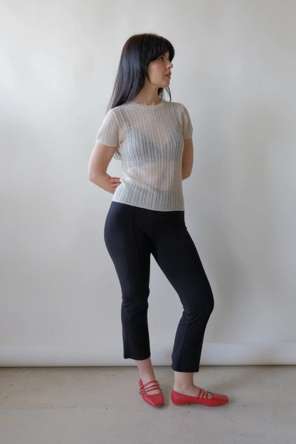 Rhye Pointelle Knit Tee in Cream