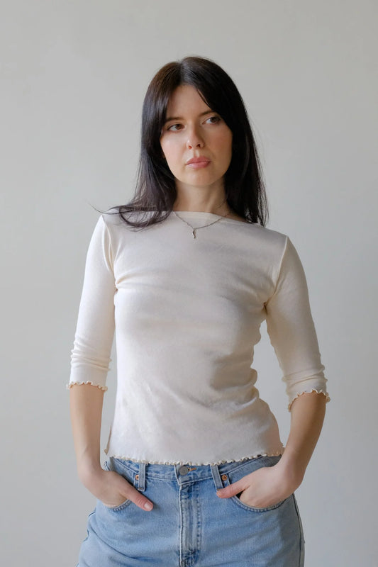 Ballet Pointelle Tee in Butter