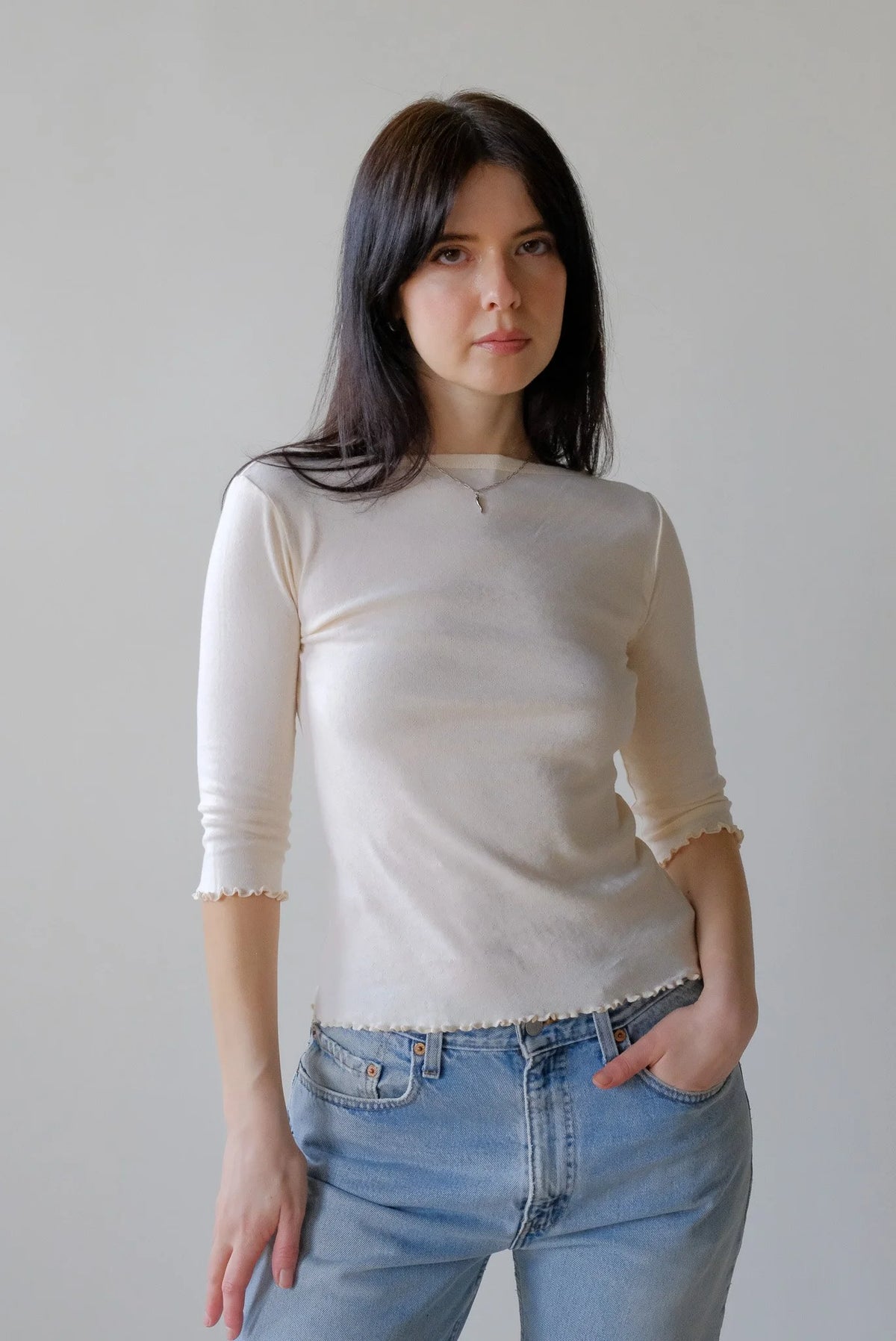 Ballet Pointelle Tee in Butter