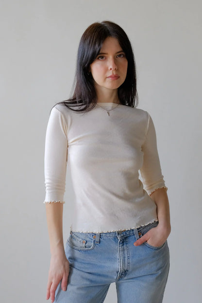 Ballet Pointelle Tee in Butter