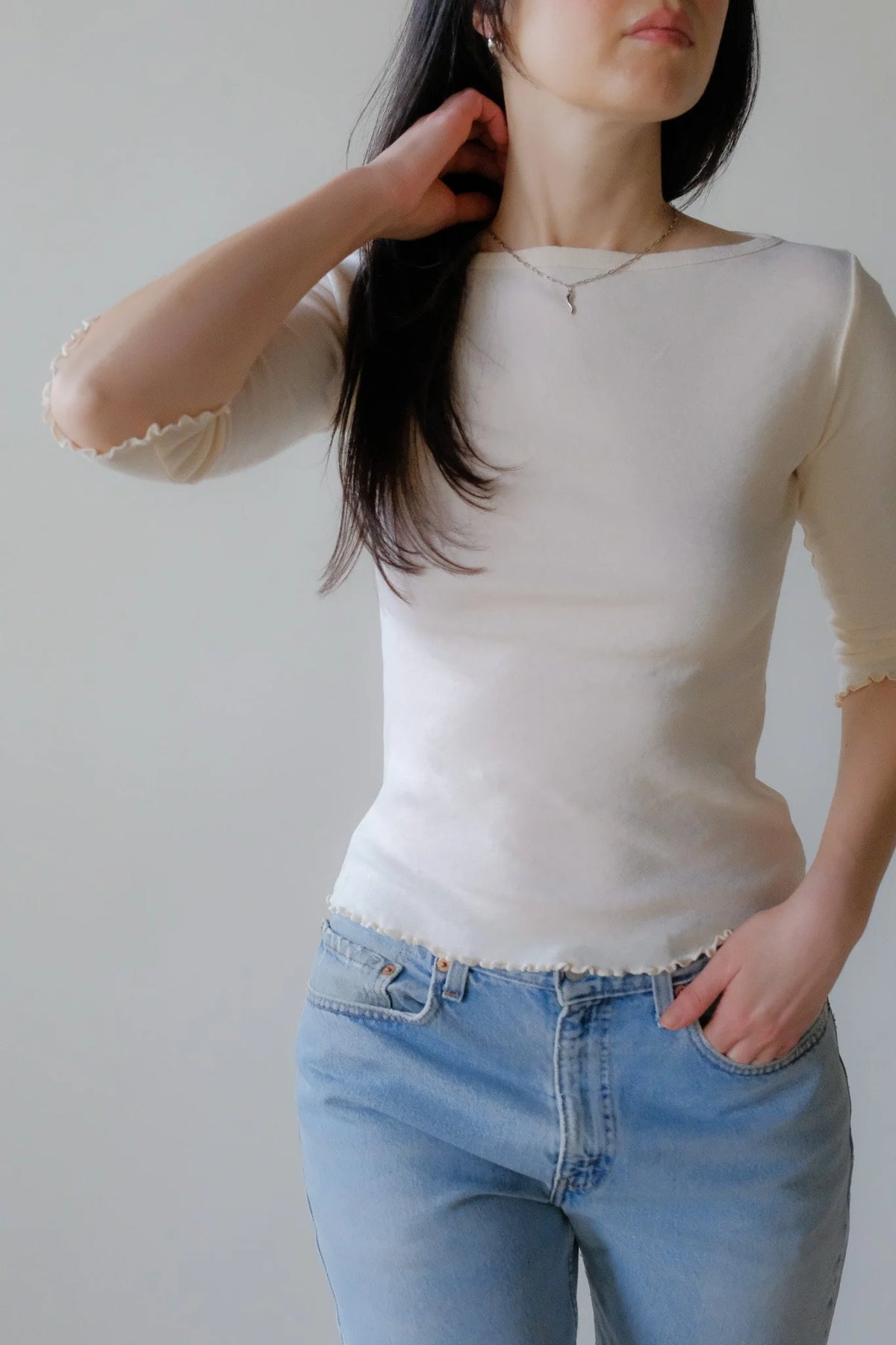 Ballet Pointelle Tee in Butter