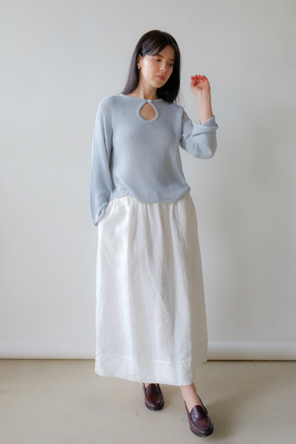 Washed Linen Skirt - White