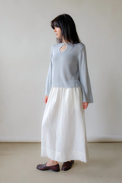 Washed Linen Skirt - White