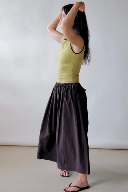 Kiana Midi Drawstring Skirt in Black