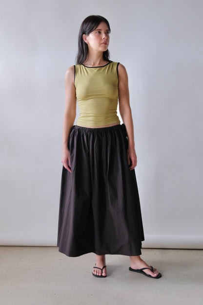 Kiana Midi Drawstring Skirt in Black