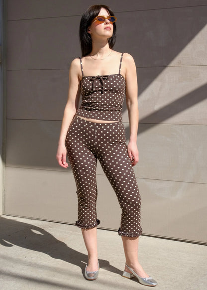 Ruffle Capri in Espresso Dot