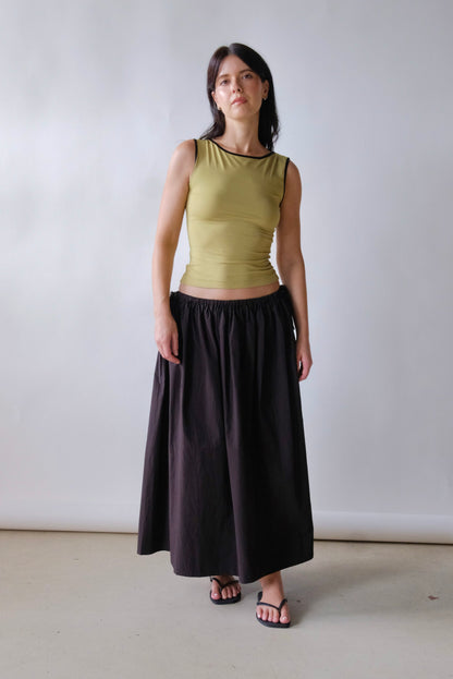 Kiana Midi Drawstring Skirt in Black