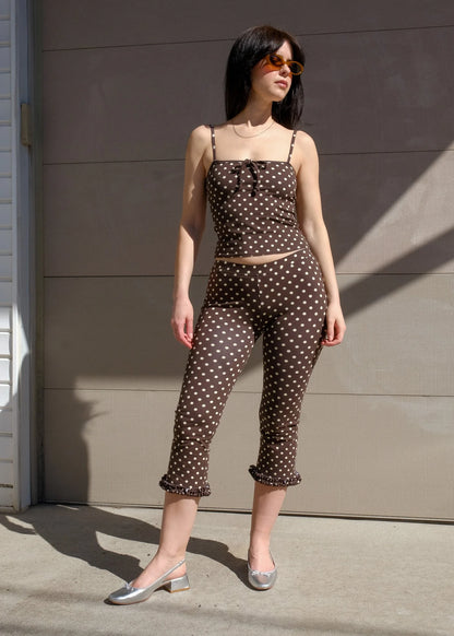 Ruffle Capri in Espresso Dot
