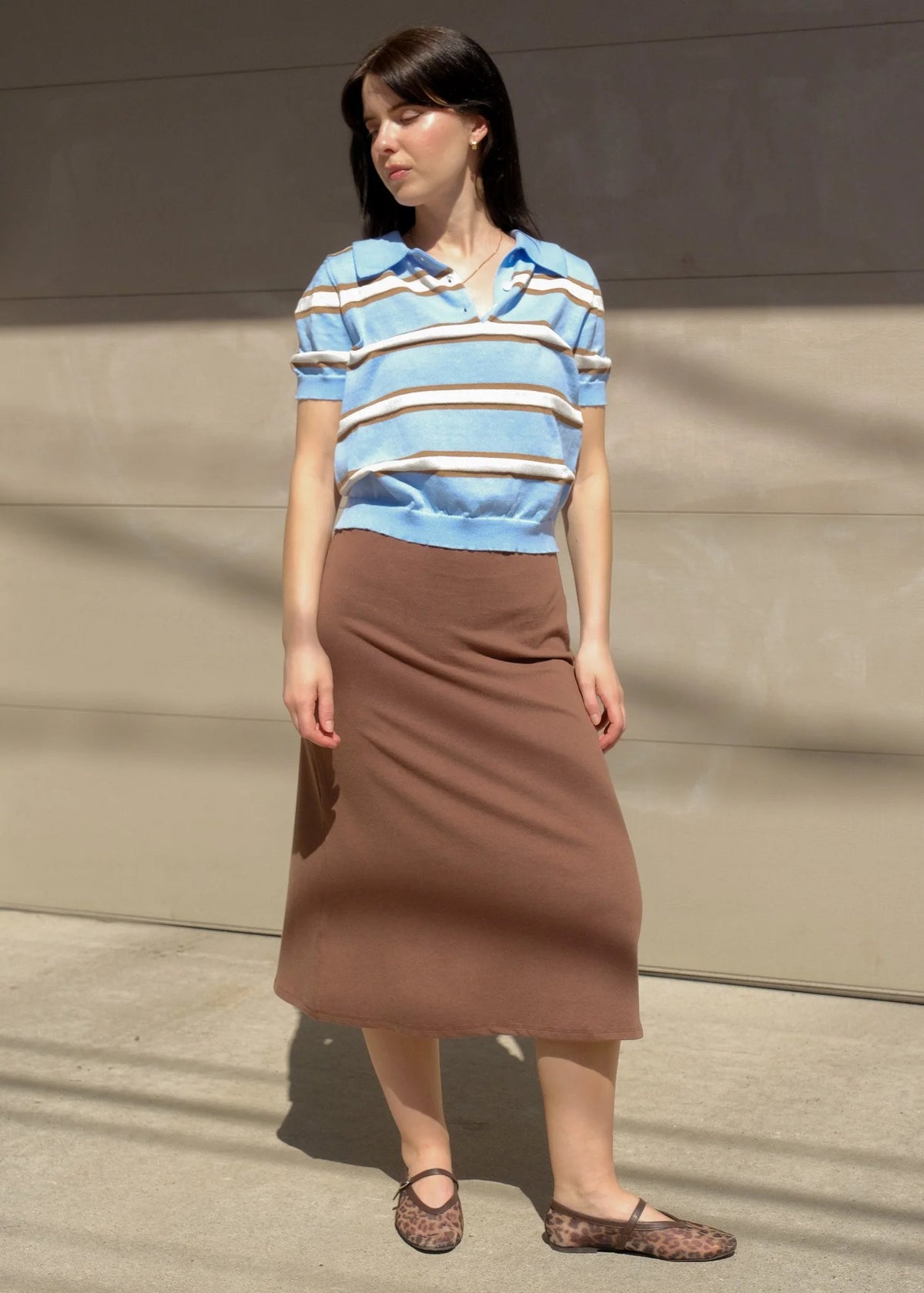Striped Summer Polo in Baby Blue