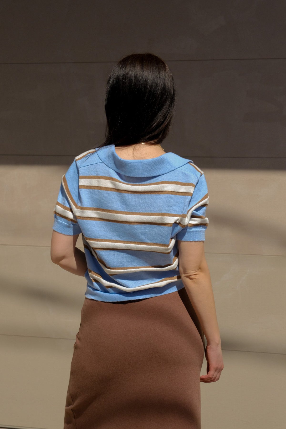 Striped Summer Polo in Baby Blue