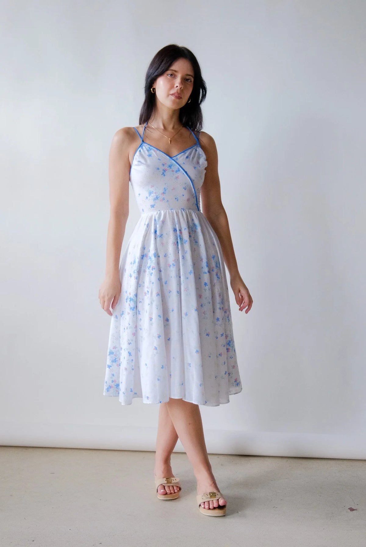 70s Floral Halter Dress