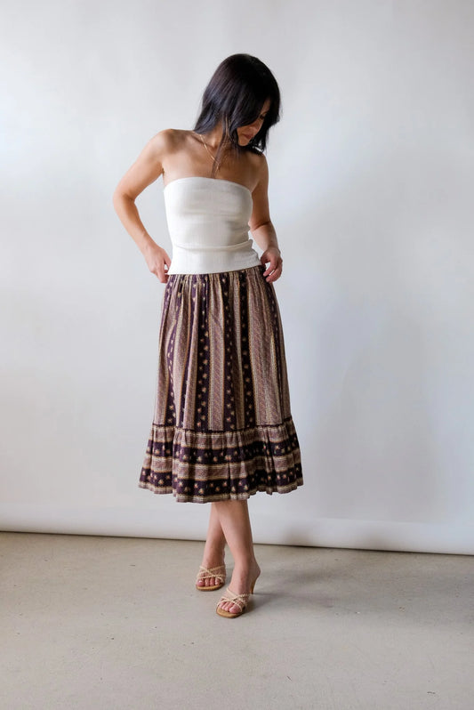 70s Floral Prairie Skirt