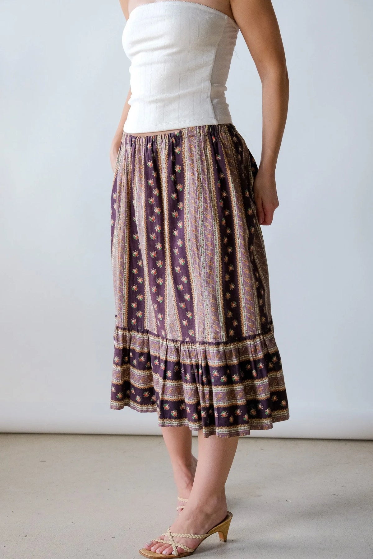 70s Floral Prairie Skirt
