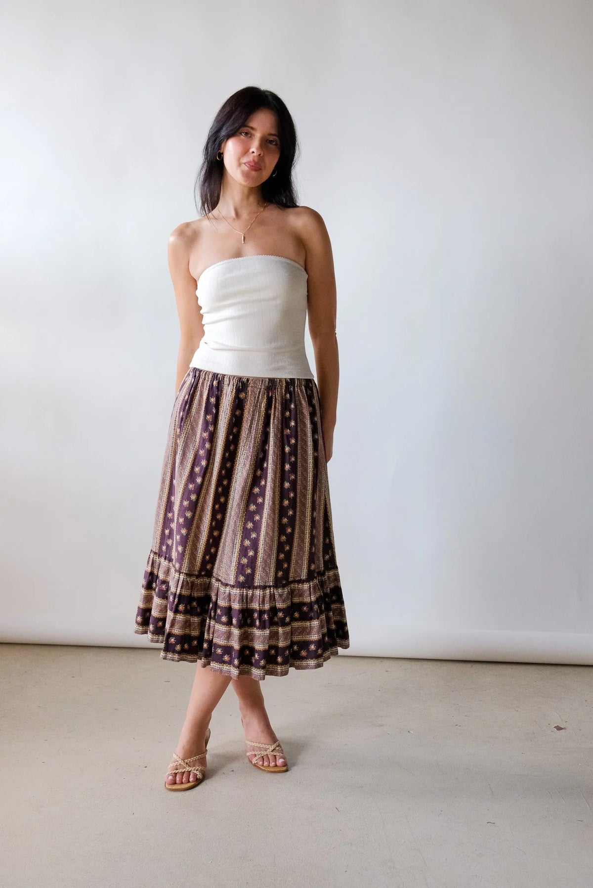 70s Floral Prairie Skirt