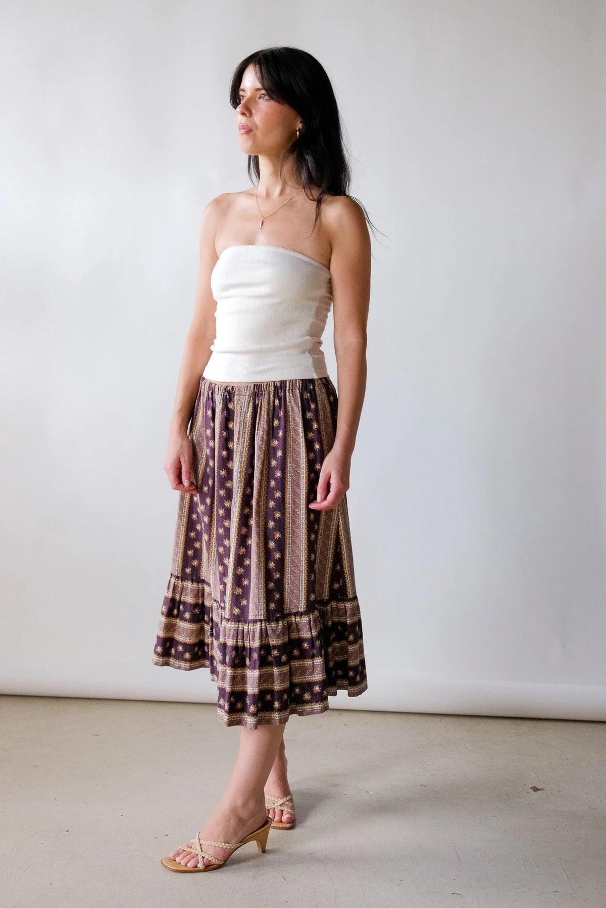 70s Floral Prairie Skirt