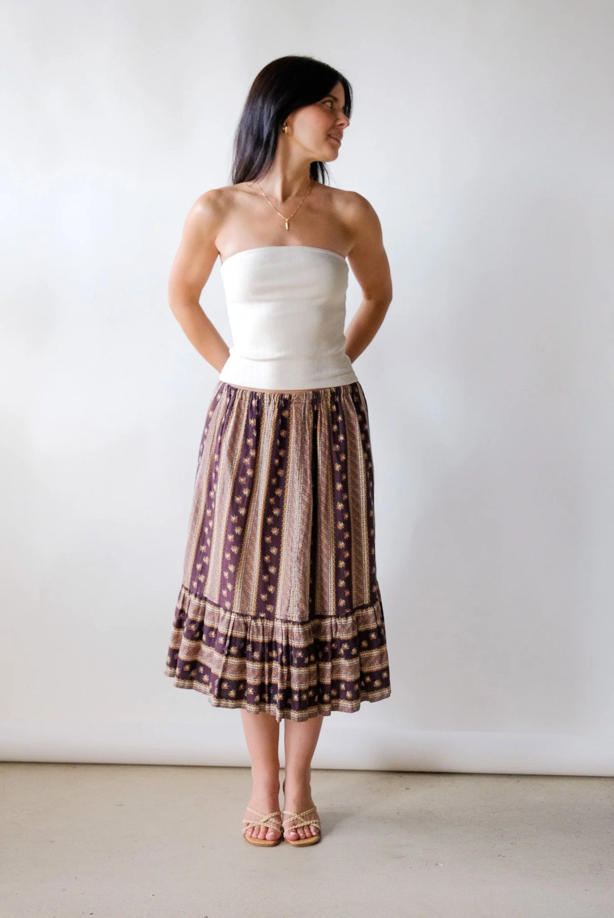 70s Floral Prairie Skirt