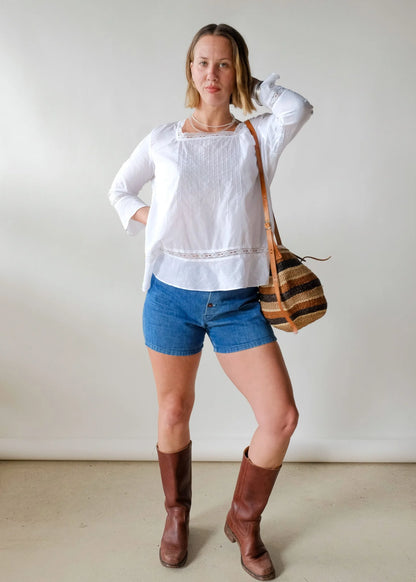 Pintuck Lace Trim Blouse