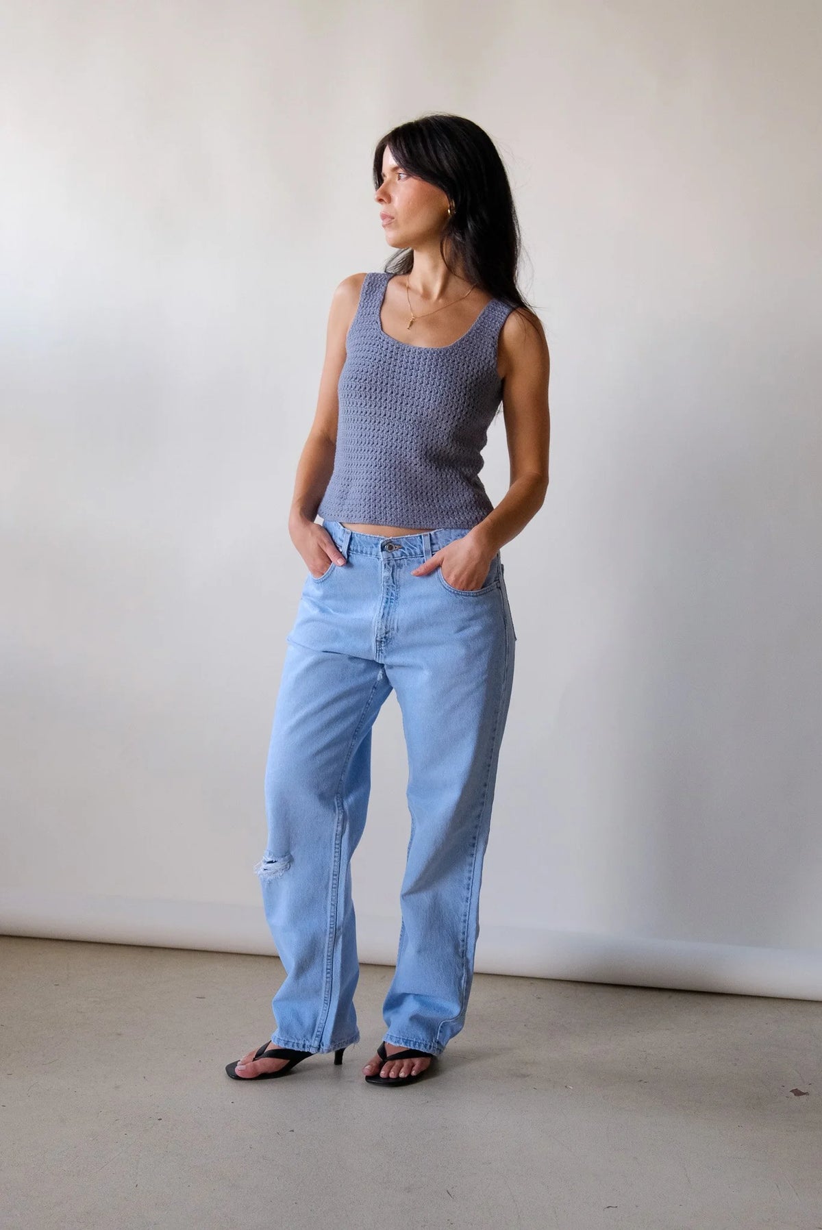 Gray Crochet Tank