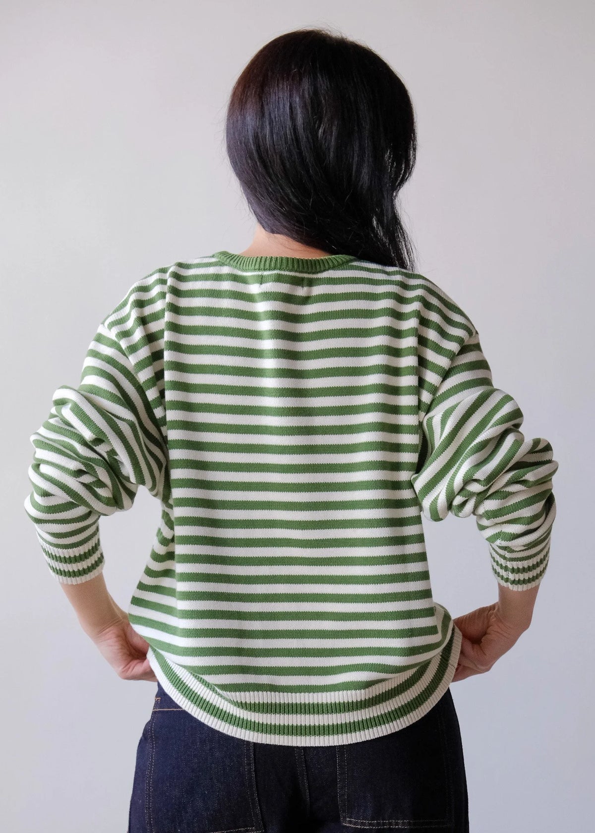 "I Can't Believe It's Not Vintage" Crewneck in Green Stripe