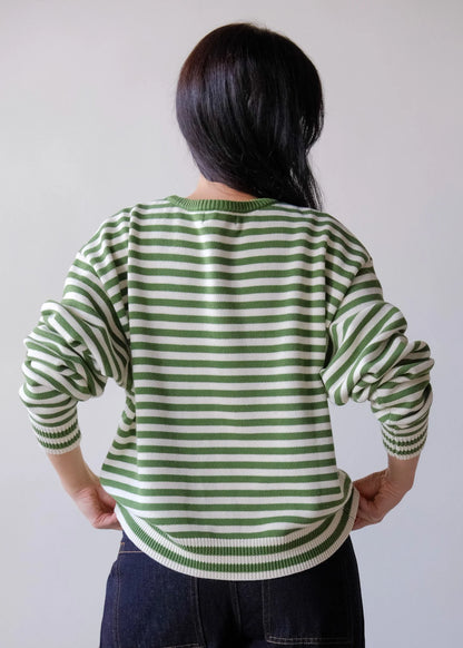 "I Can't Believe It's Not Vintage" Crewneck in Green Stripe