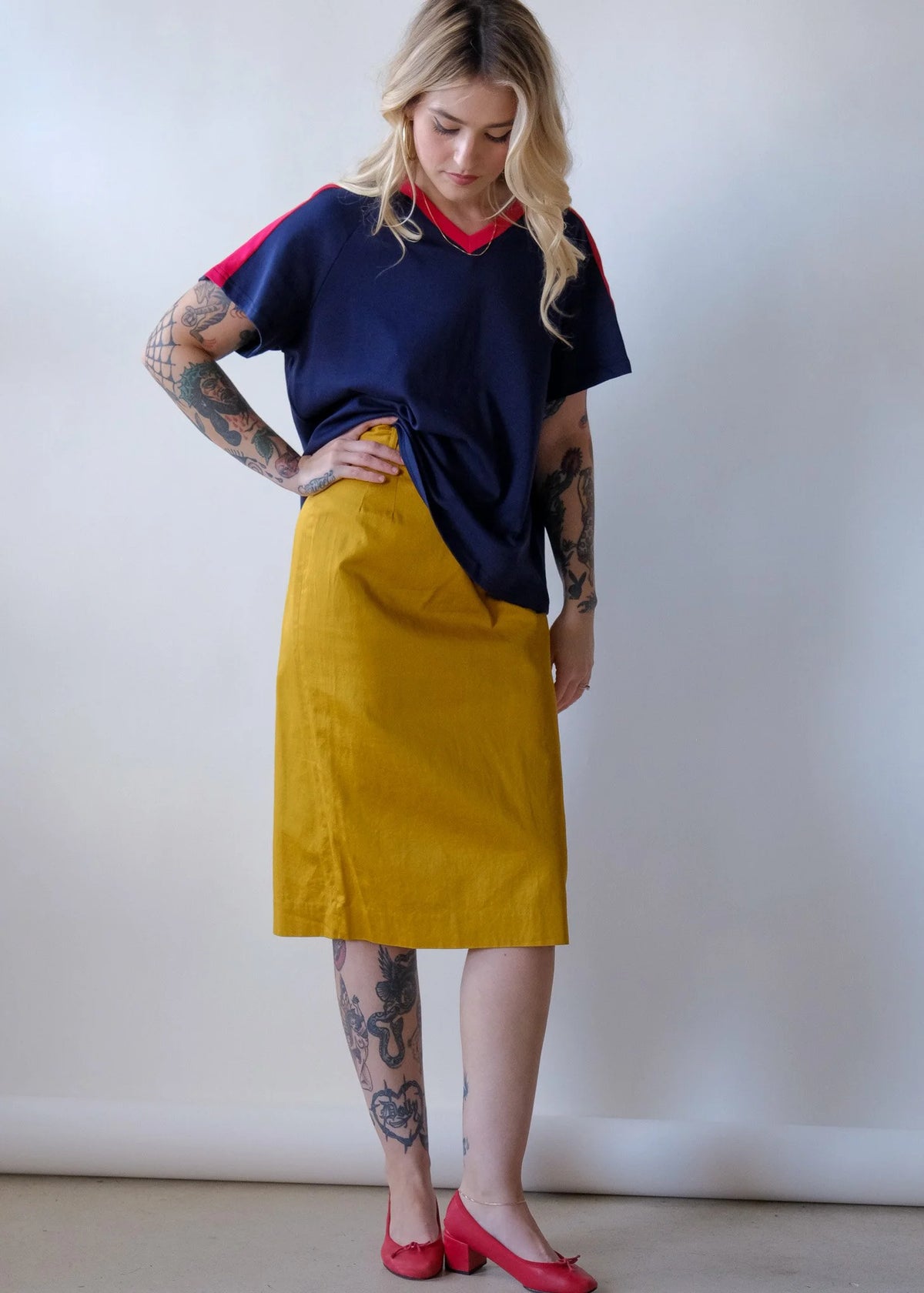 Mustard Pencil Skirt