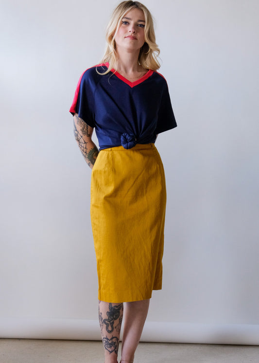 Mustard Pencil Skirt