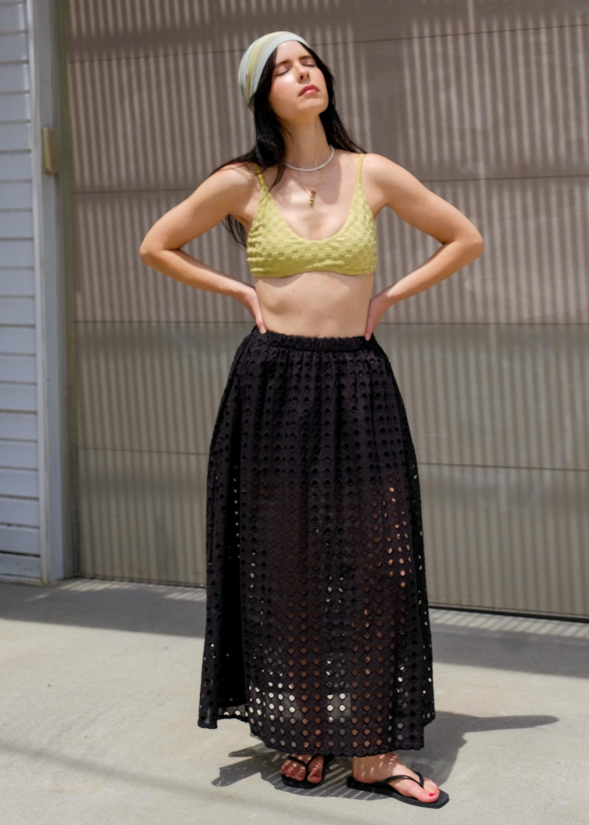 Olga Eyelet Skirt in Black