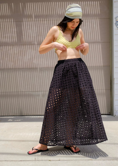 Olga Eyelet Skirt in Black