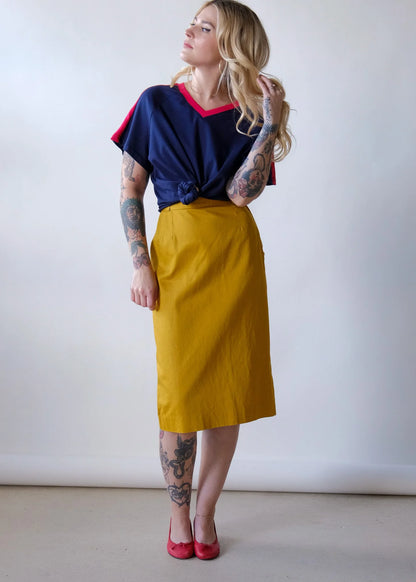Mustard Pencil Skirt