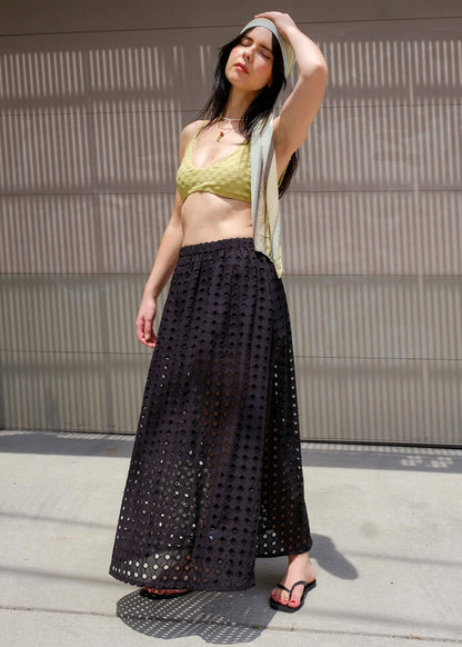 Olga Eyelet Skirt in Black
