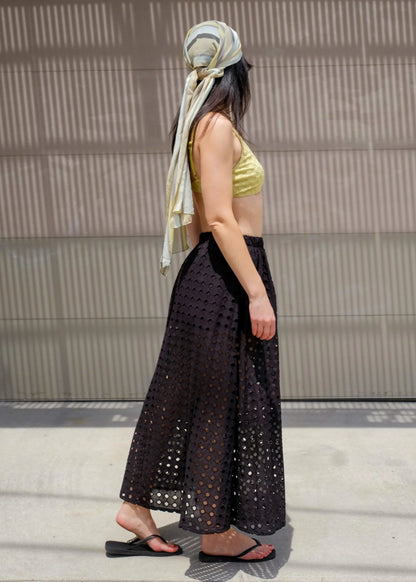Olga Eyelet Skirt in Black