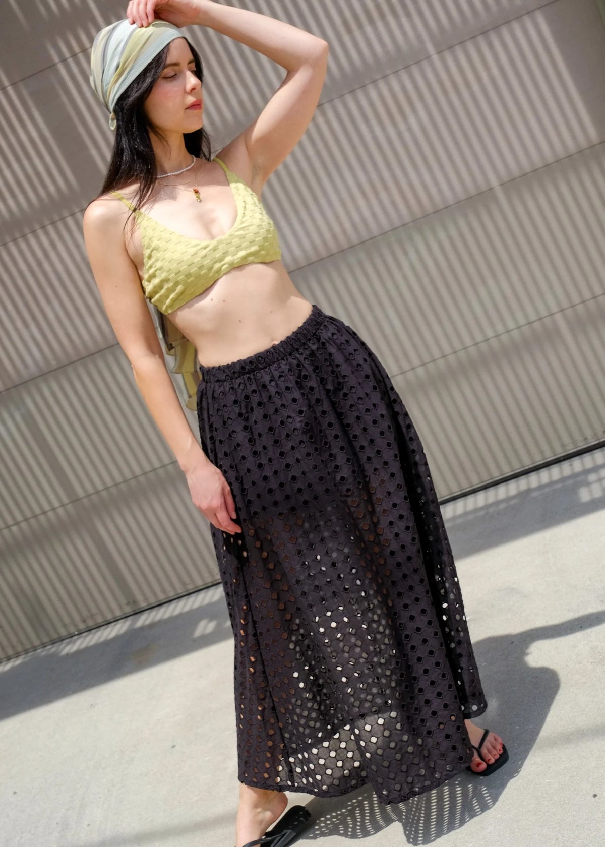 Olga Eyelet Skirt in Black