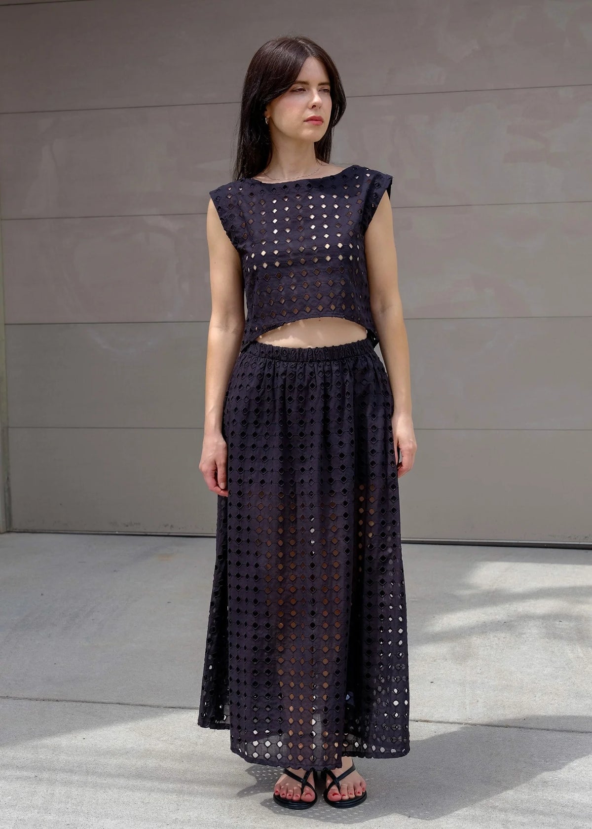 Olga Eyelet Crop in Black