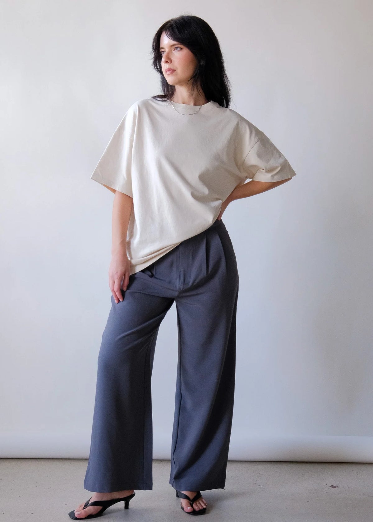 Oversized Cotton Tee Shirt in Bone