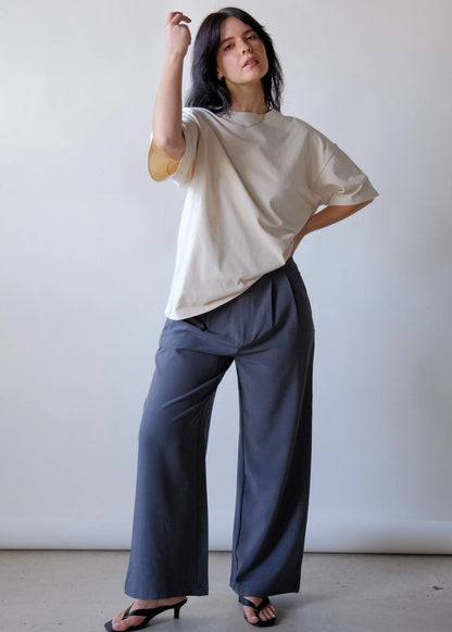 Oversized Cotton Tee Shirt in Bone