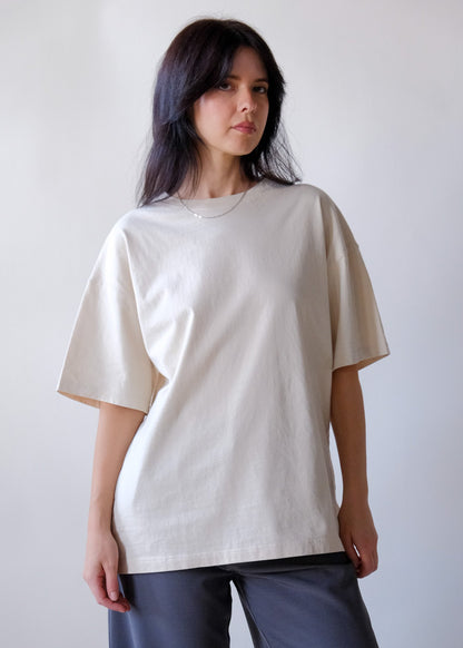 Oversized Cotton Tee Shirt in Bone