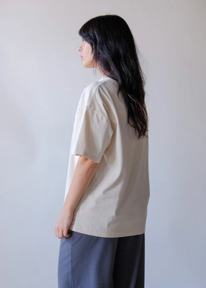 Oversized Cotton Tee Shirt in Bone