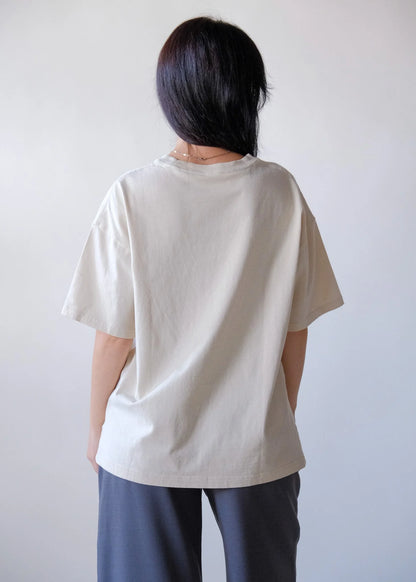 Oversized Cotton Tee Shirt in Bone