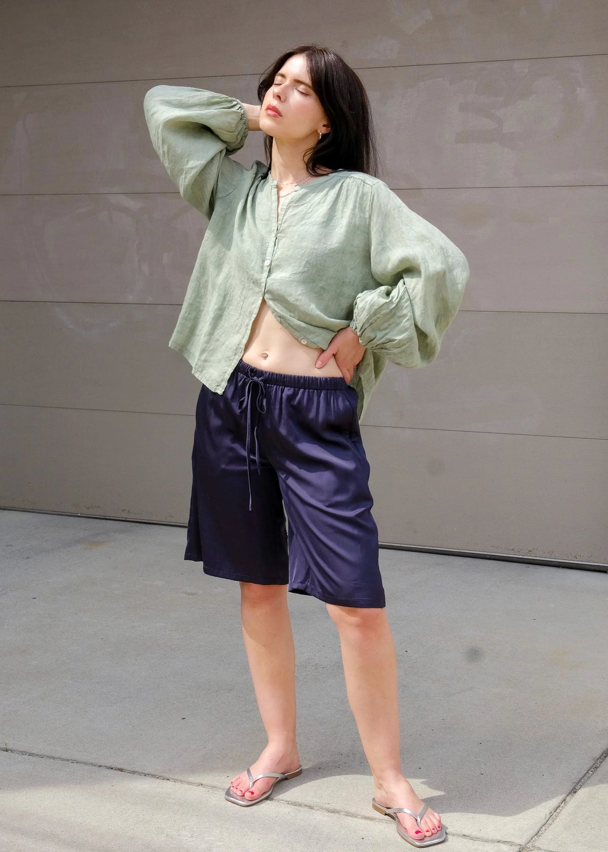 Beachwood the Label Lily Blouse in Sage