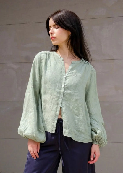 Beachwood the Label Lily Blouse in Sage