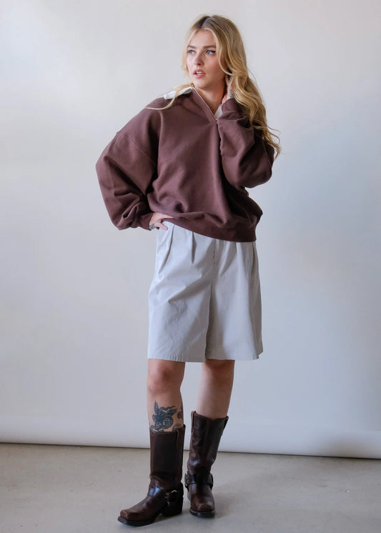 Ecru Pleat Shorts