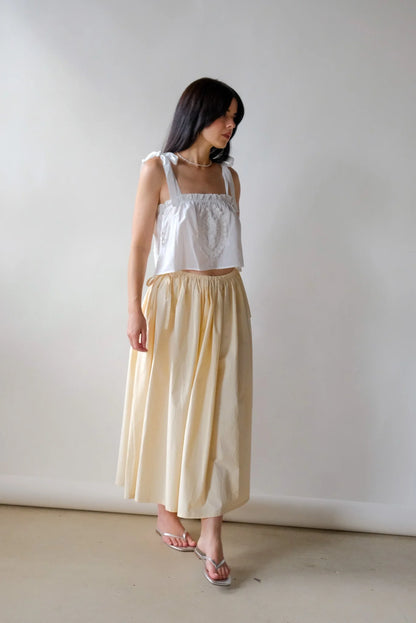 Kiana Drawstring Midi Skirt in Butter Cream