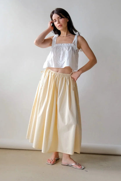 Kiana Drawstring Midi Skirt in Butter Cream