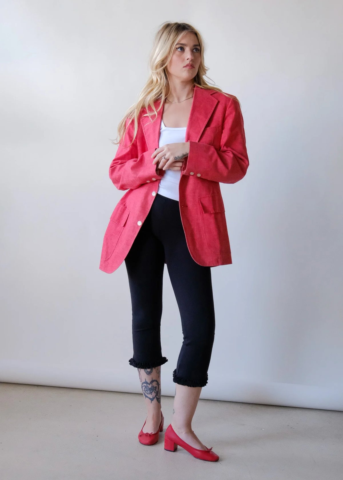 Red Linen Blazer