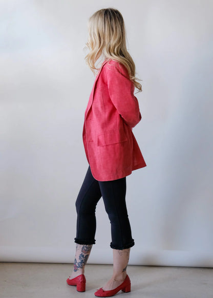 Red Linen Blazer
