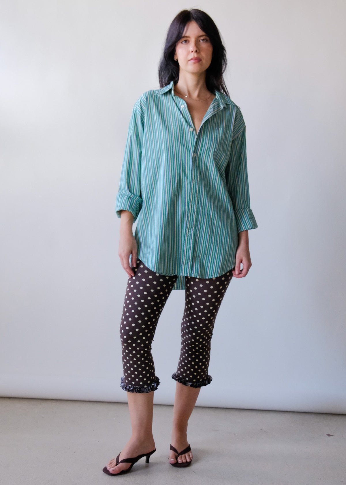 Green Stripe Button Up