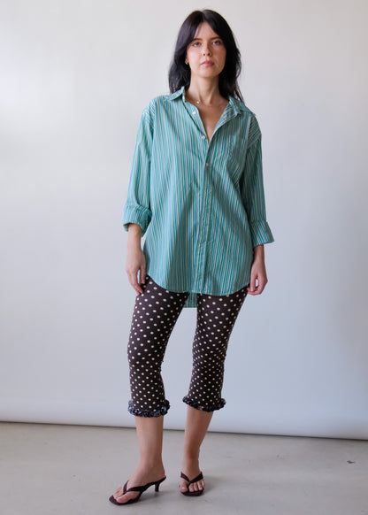 Green Stripe Button Up